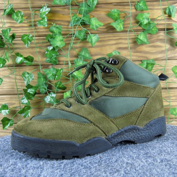 Hi-Tec Grizzly Mens 6 Green Suede Leather Hiking Boots Trail Outdoor Lightweight - Picture 1 of 8